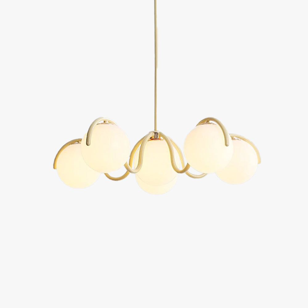 Zapiler Curve Linear Chandelier Red&Silver