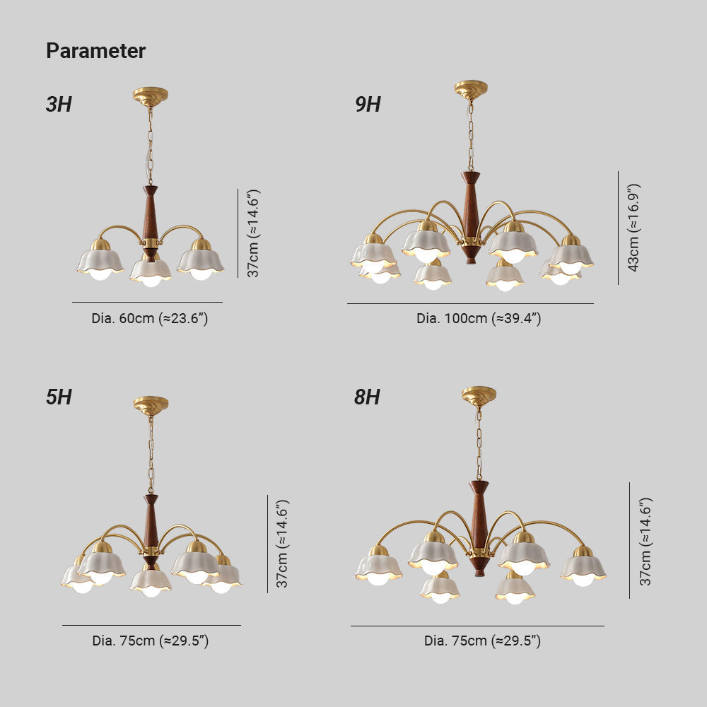 Pumikol Floral Chandeliers Wood Ceramic