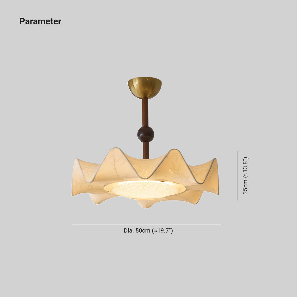 Reragol Ceiling Light Floral-patterned etched fabric Wood