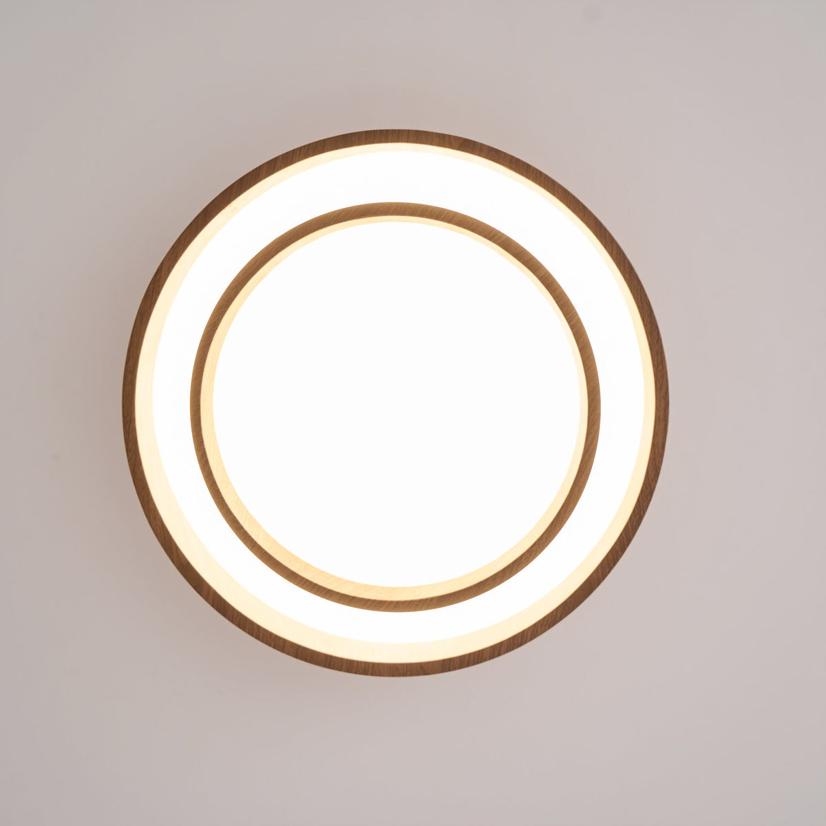 Pimegon Ceiling Light Double - Ring Walnut Color