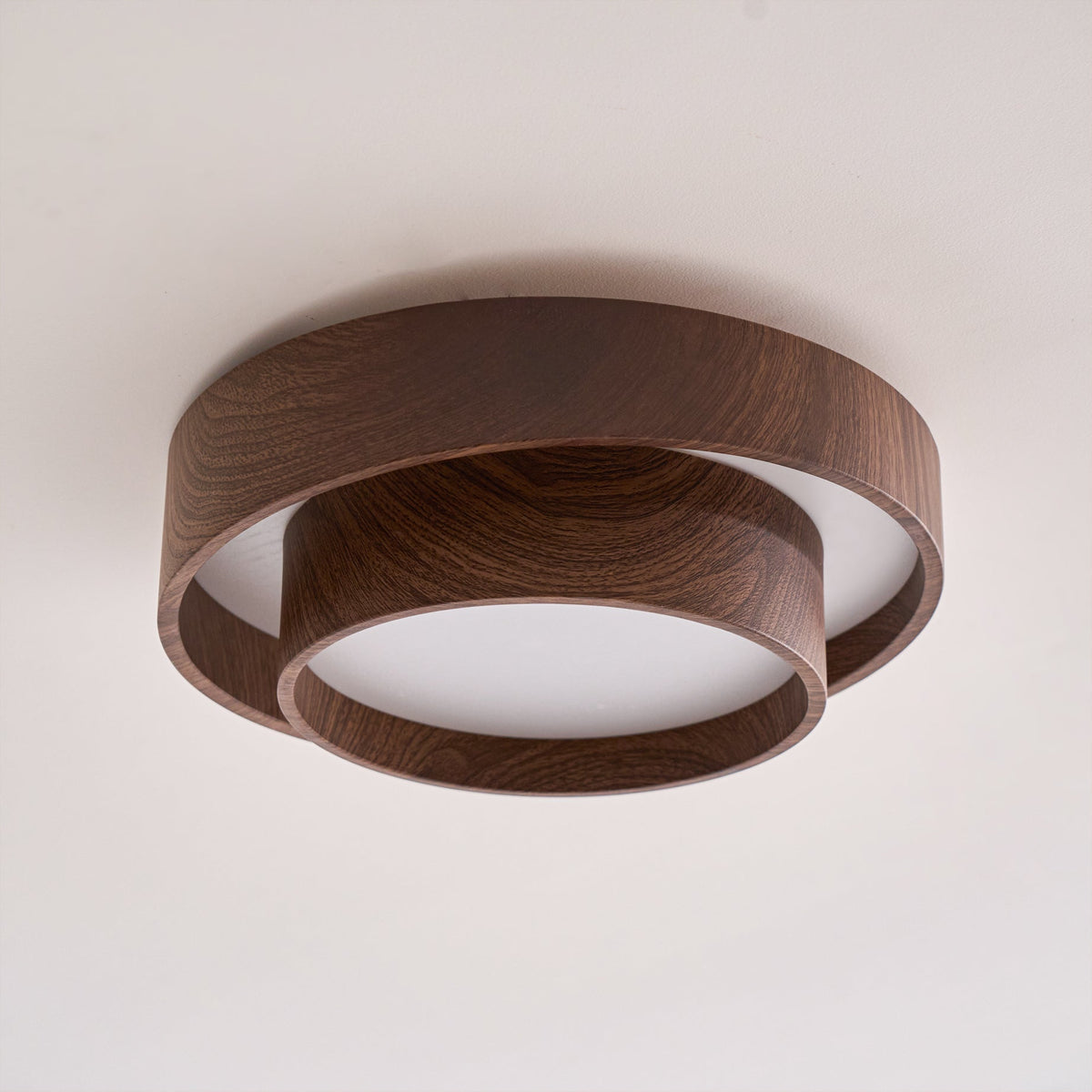 Pimegon Ceiling Light Double - Ring Walnut Color