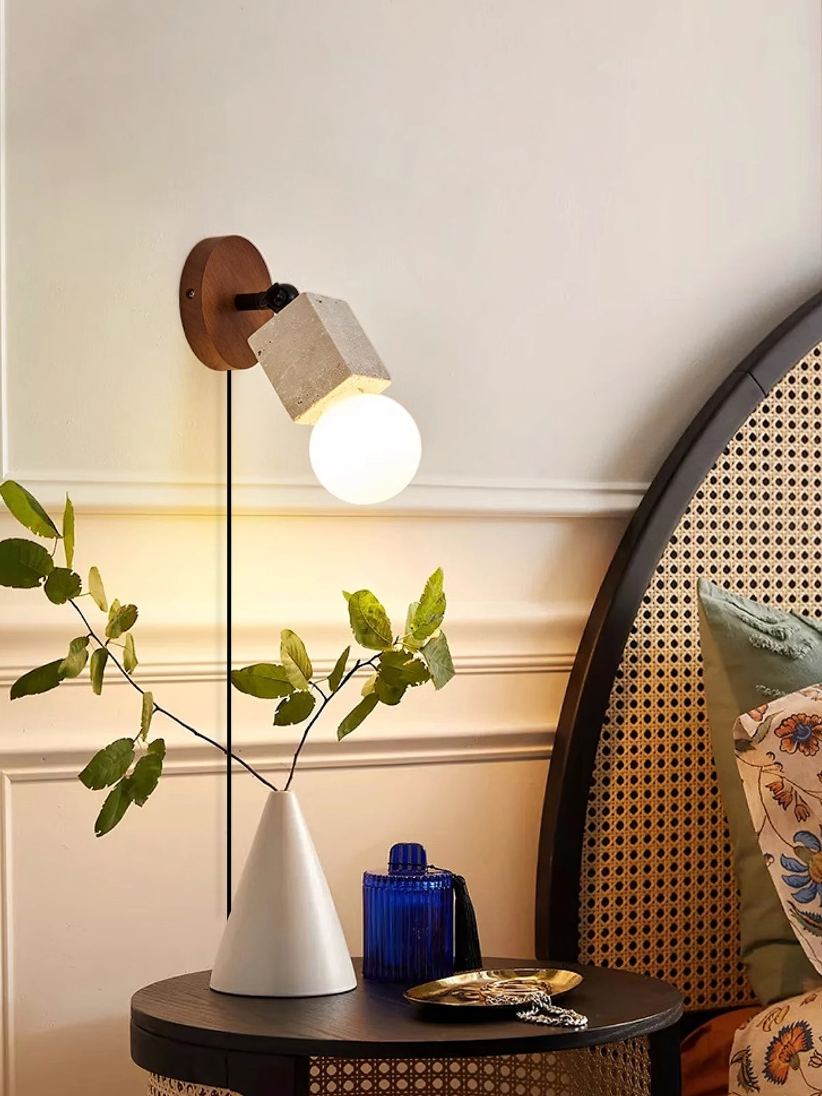 Norinira Travertine Plug-In Wall Light