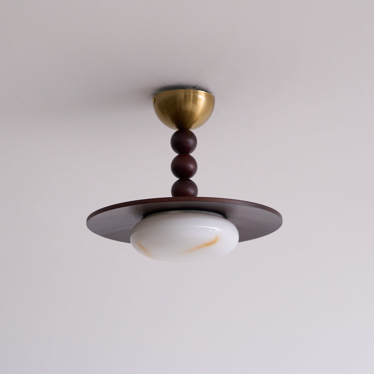 Tovupur Ceiling Light Walnut Color & White Imitation Alabaster
