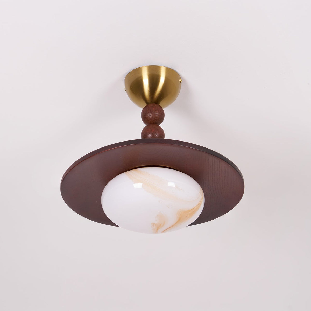 Tovupur Ceiling Light Walnut Color & White Imitation Alabaster