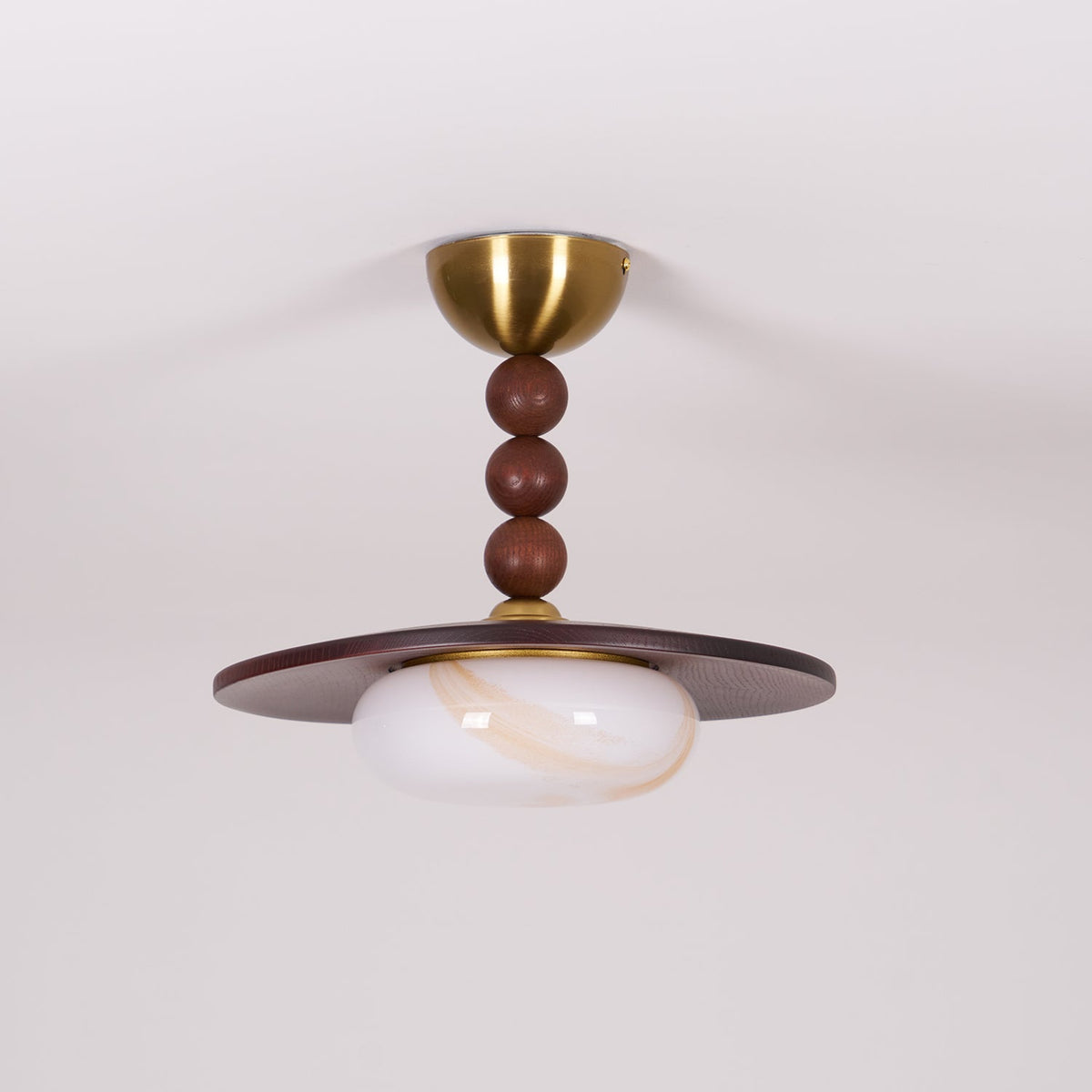 Tovupur Ceiling Light Walnut Color & White Imitation Alabaster