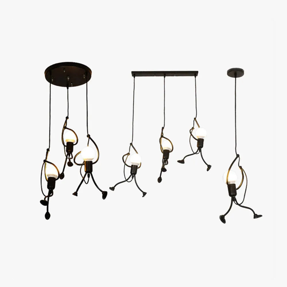 Esi Retro Modern Iron Man Pendant Light, Black-Relic Pieces
