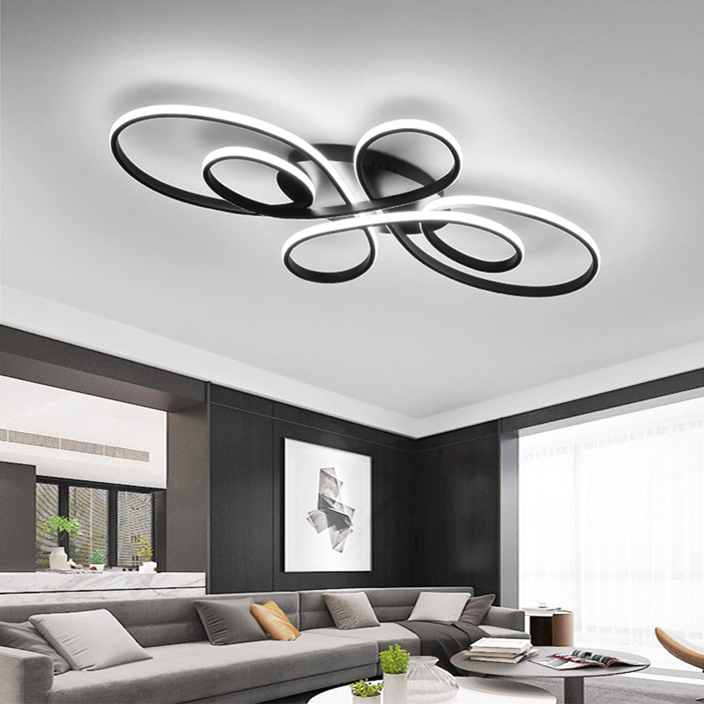 Rori Modern LED Multi Rings Flush Mount Ceiling Light, Brown/White-Relic Pieces
