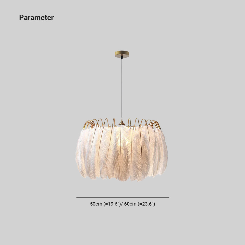 Nasesil Elegant Feather Pendant Light, Black/White, Bedroom/Living Room