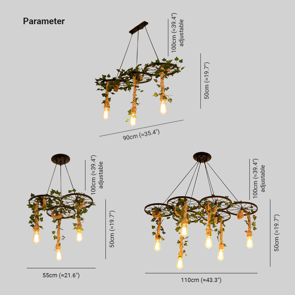 Povumode Industrial LED Chandelier Black Bar/Living Room