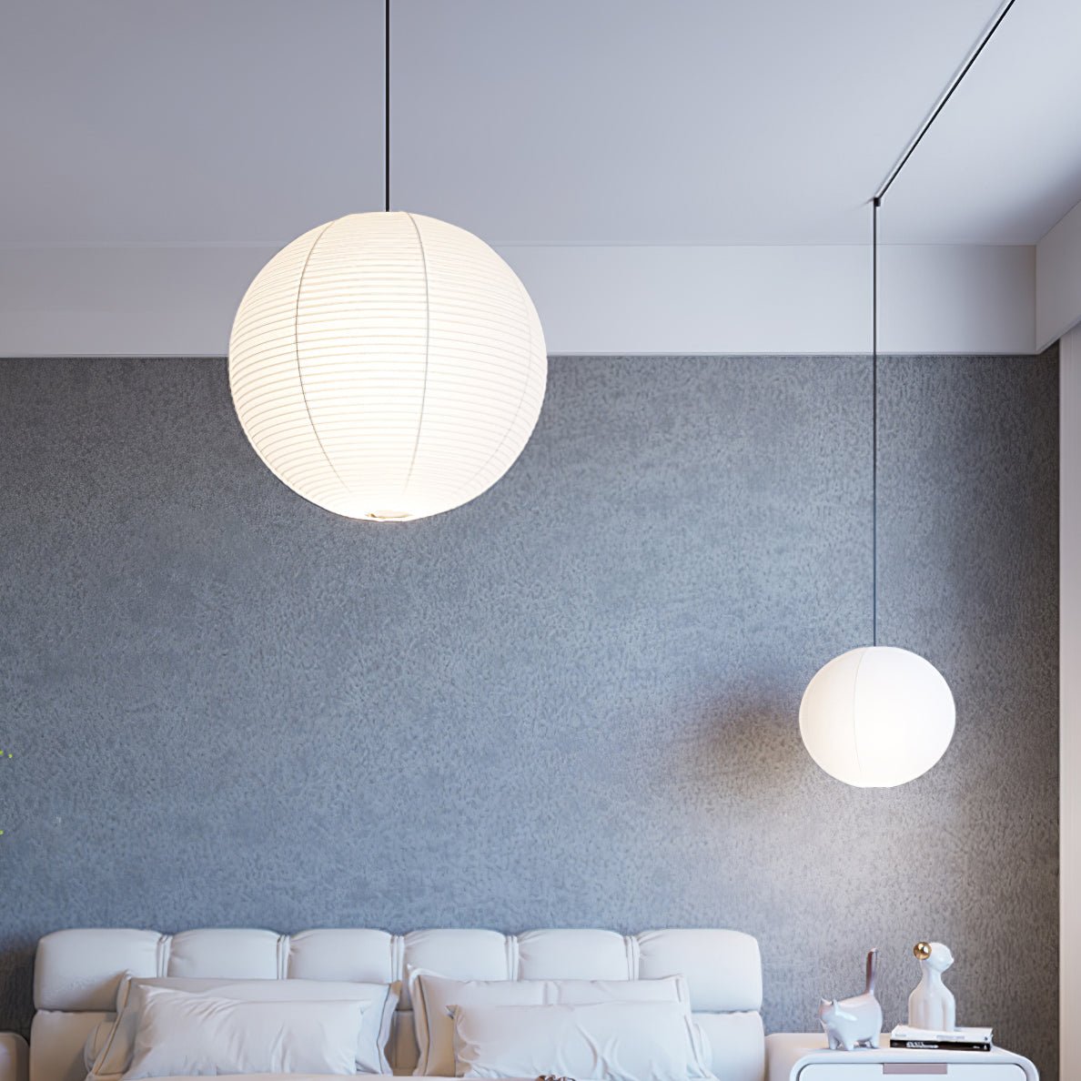Vaelion Japanese Paper Pendant Swag Light (black plug wire)