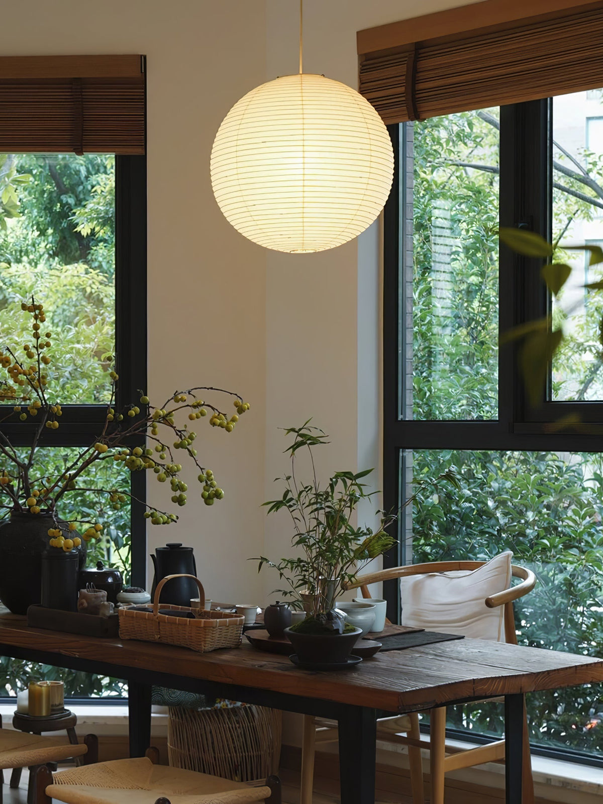 Vaelion Japanese Paper Pendant Swag Light (black plug wire)