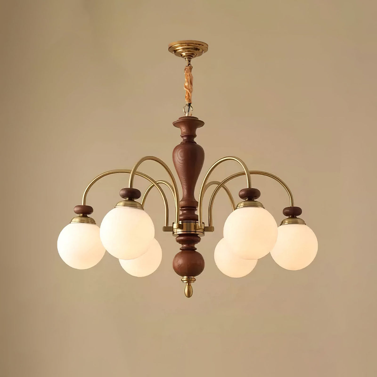 Elverian Chandelier Classic Wooden Brass