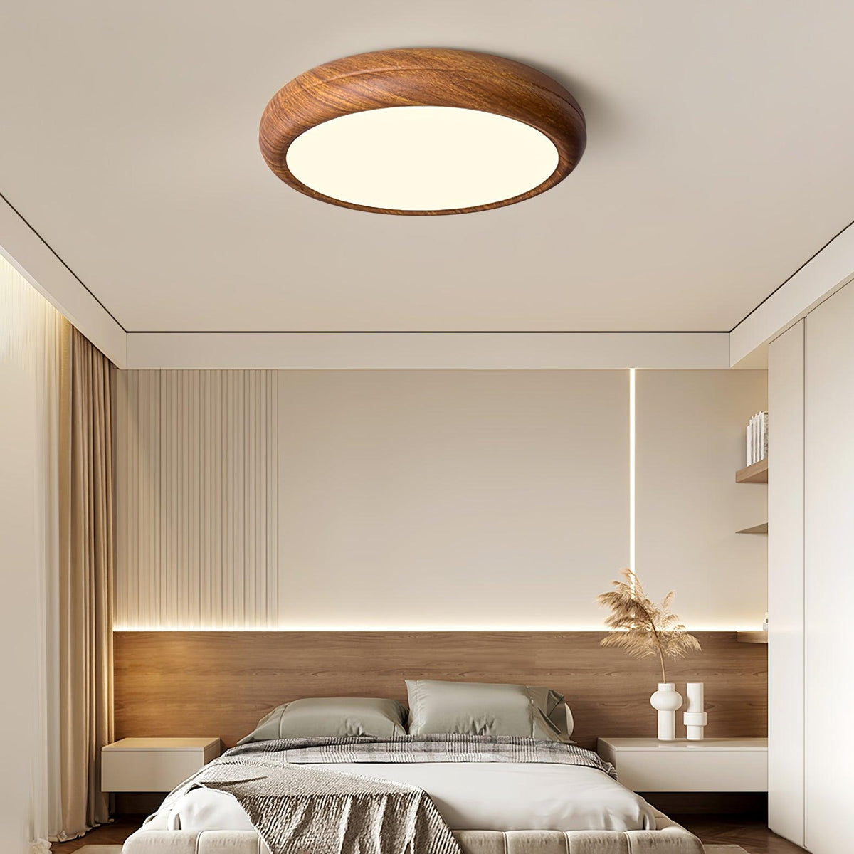 Gigenek Wood Grain Round Ceiling Light