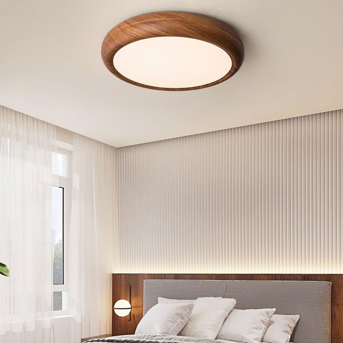 Niralel Ceiling Light Woodgrain Acrylic Round