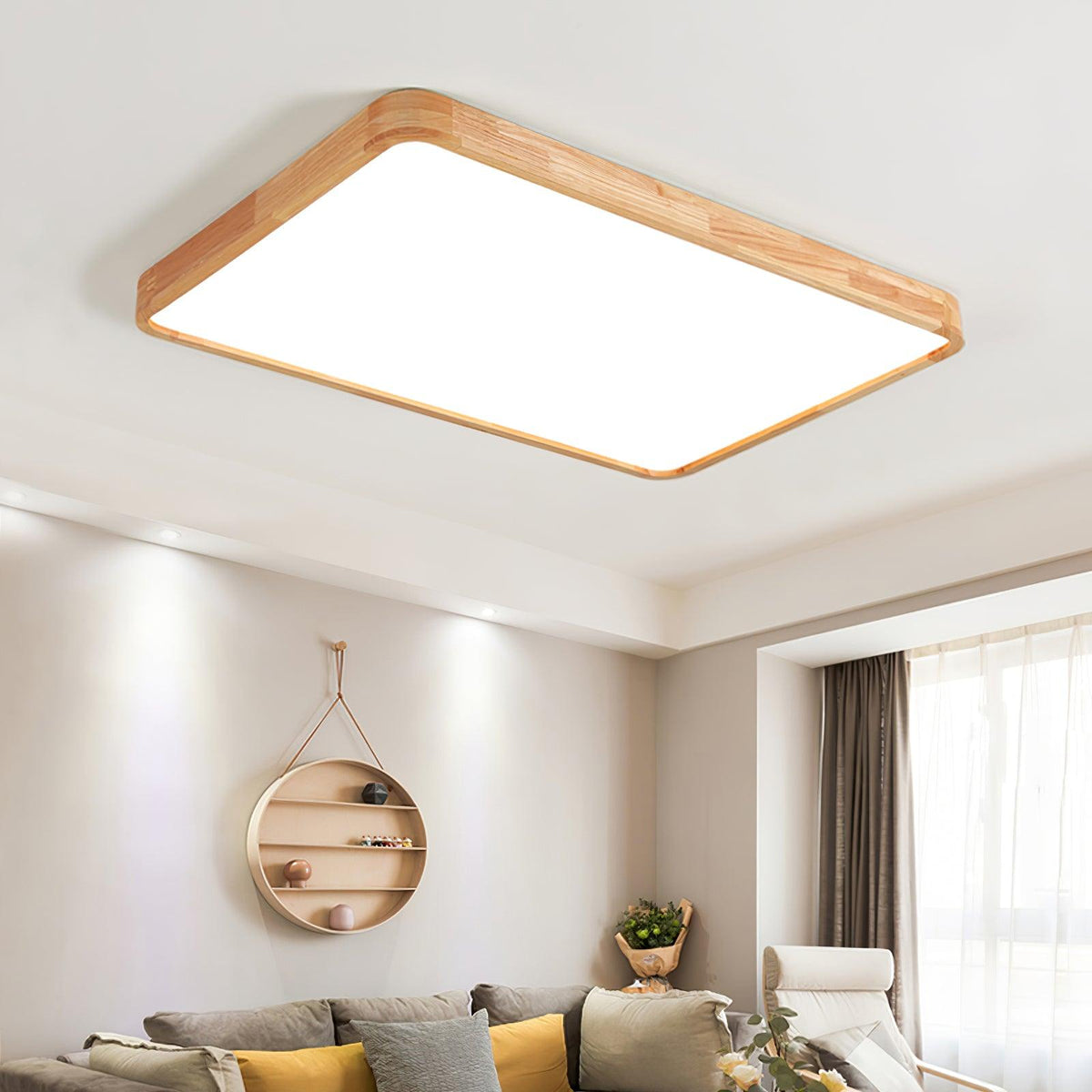 Edenford Wooden Geometric Flush Mount Ceiling Light