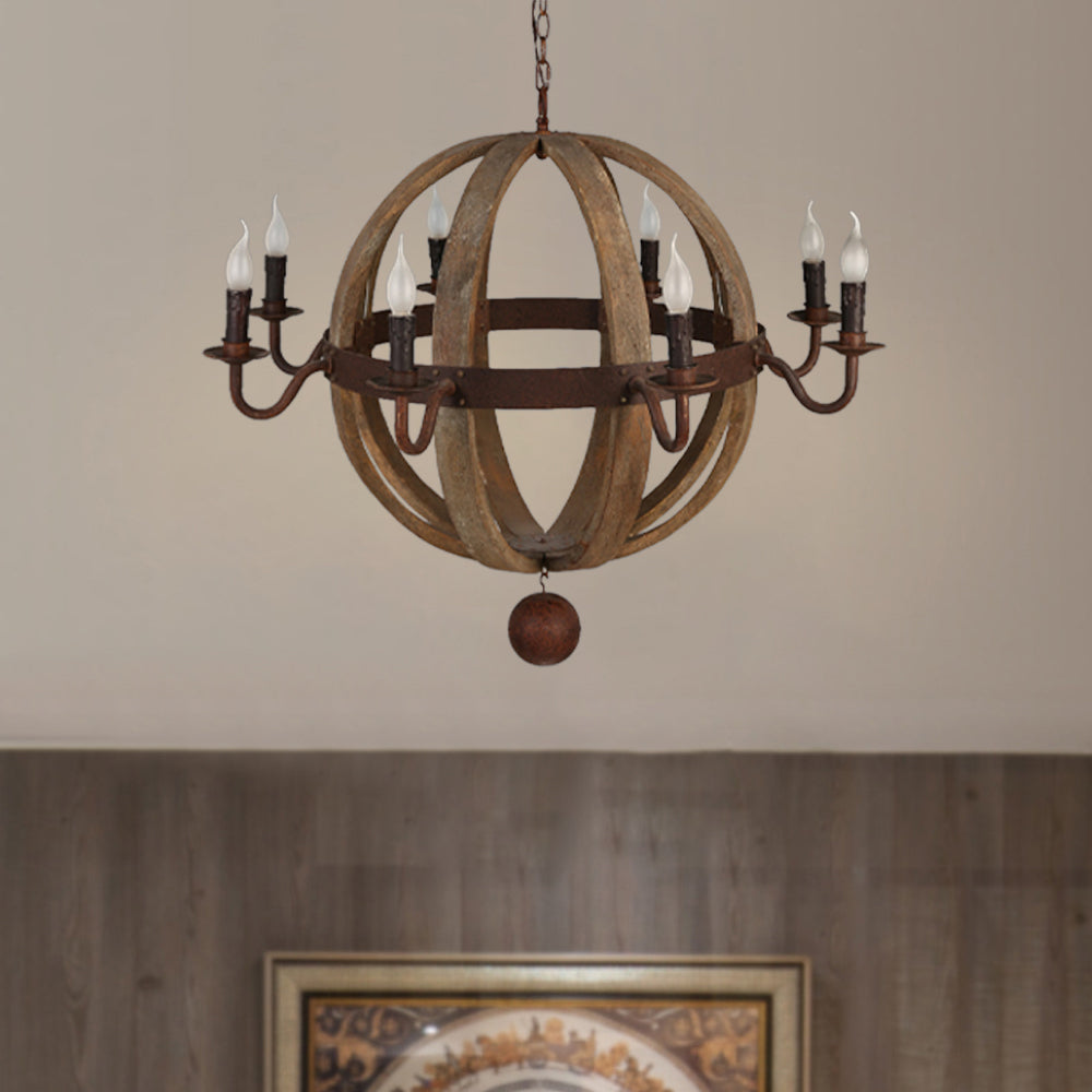 Ripubuni Rustic Pendant Light Wood Metal Corridor Restaurant