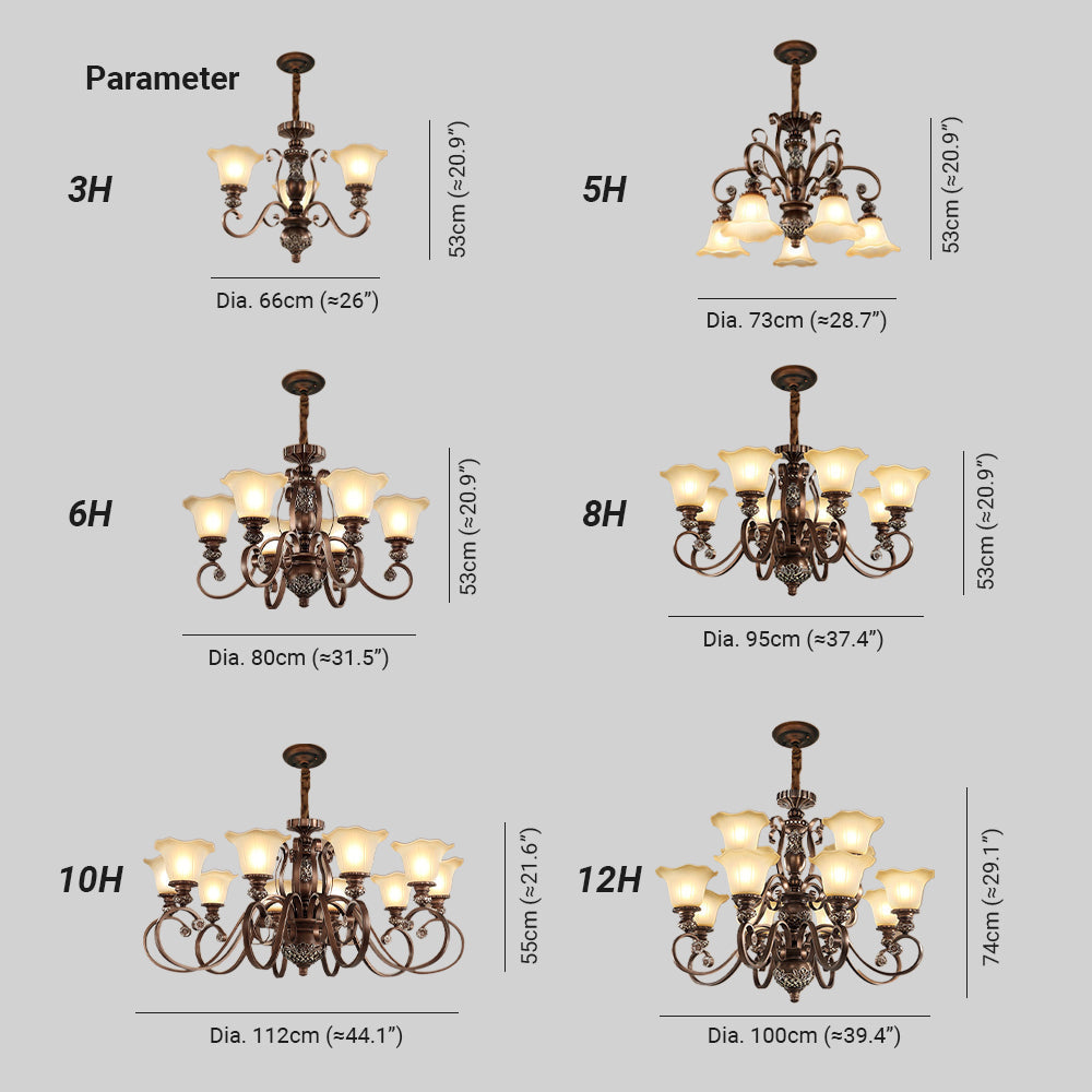 Nevitore Retro Flower Pendant Light Metal Glass Living Room Bedroom