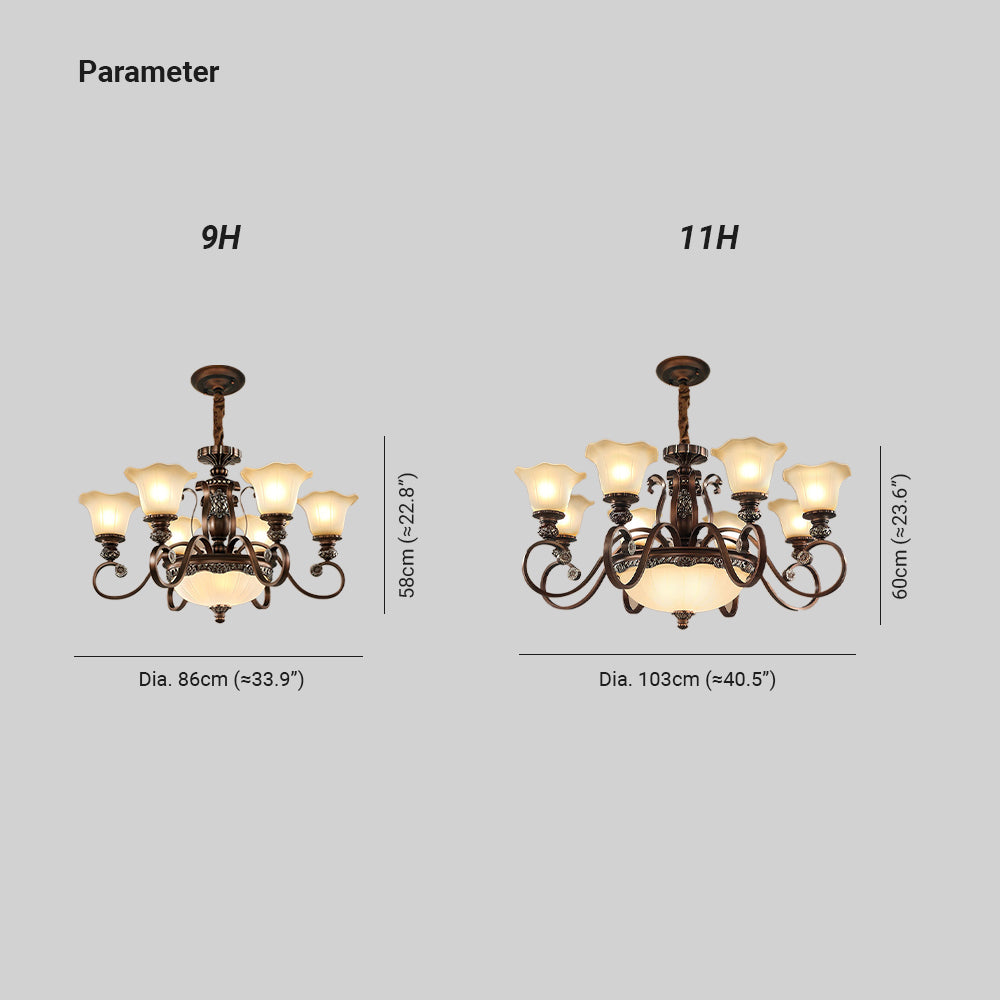 Nevitore Retro Flower Pendant Light Metal Glass Living Room Bedroom