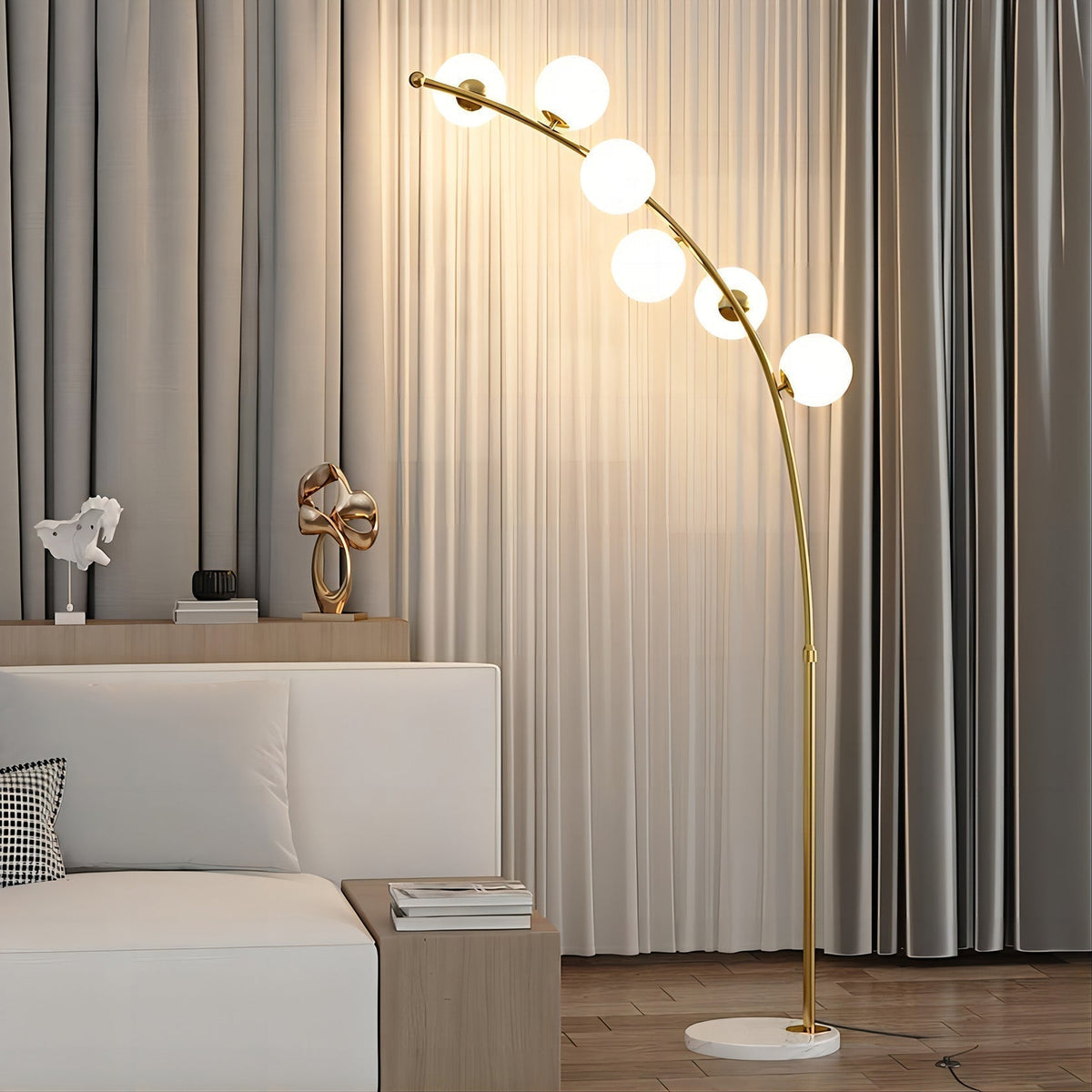 Zubivul Modern Arc Multi Head Bubble Floor Lamp Black/Gold
