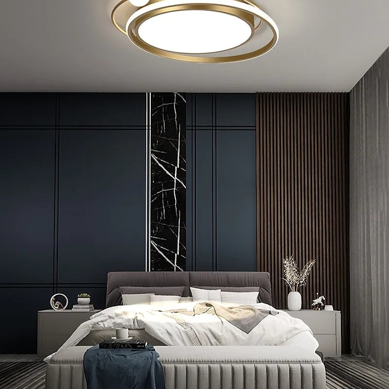 Sigunol Modern Multi Orbit Flush Mount Ceiling Light, Black/Gold