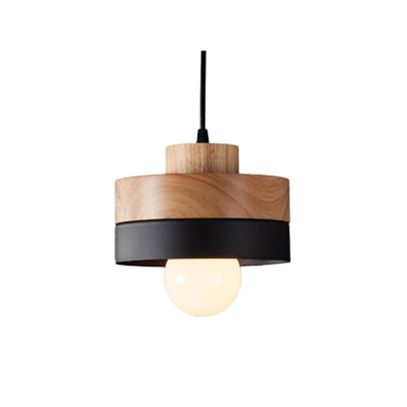 Mepides Minimalist Black & White Wood Geometric Pendant Light