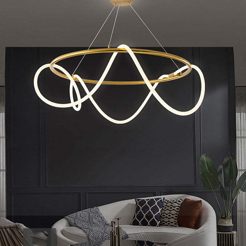 Wasaten Curved & Linear Semi Flush Mount Ceiling Light, Gold