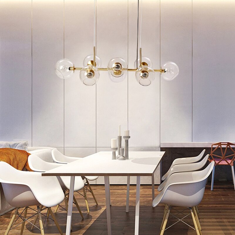 Copates Modern Glass Globe Bubble Pendant Light Black/Gold