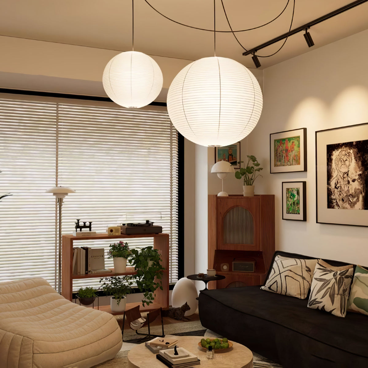 Hopakudi Pendant Light Wabi-sabi Globe Paper