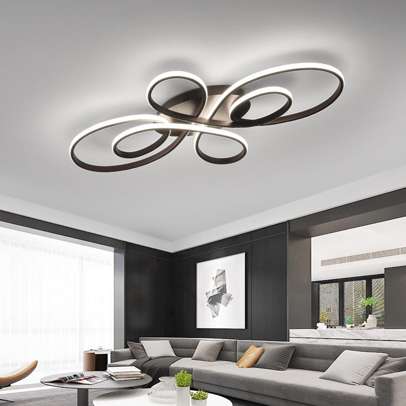 Rori Modern LED Multi Rings Flush Mount Ceiling Light, Brown/White-Relic Pieces