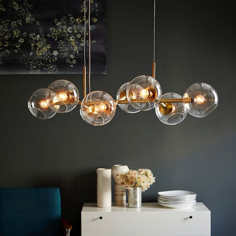 Copates Modern Glass Globe Bubble Pendant Light Black/Gold