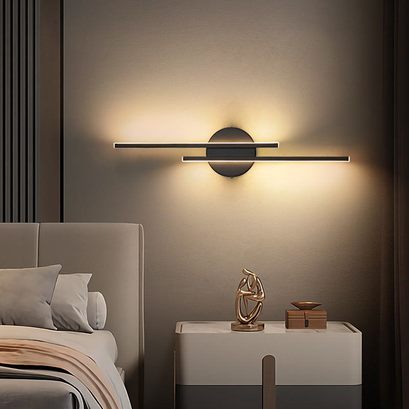 Noviq Modern Nordic Disc/Linear LED Wall Lamp, Black/White-Relic Pieces