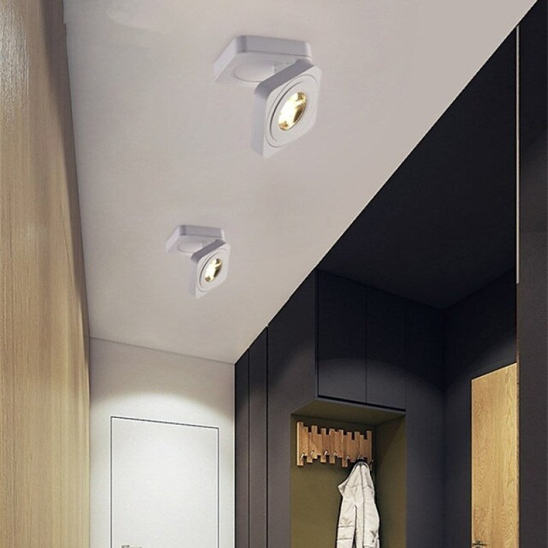 Copebul Modern Adjustable Square Ceiling Light Spotlight, Black/White