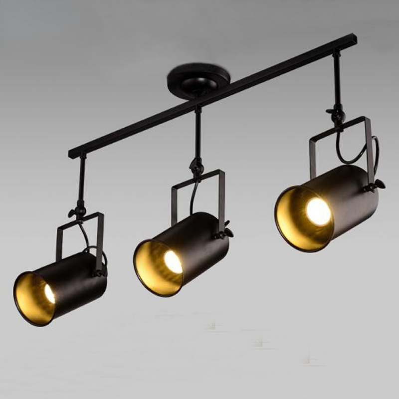 Tudelir Vintage Adjustable Semi-Flush Mount Ceiling Light, Black