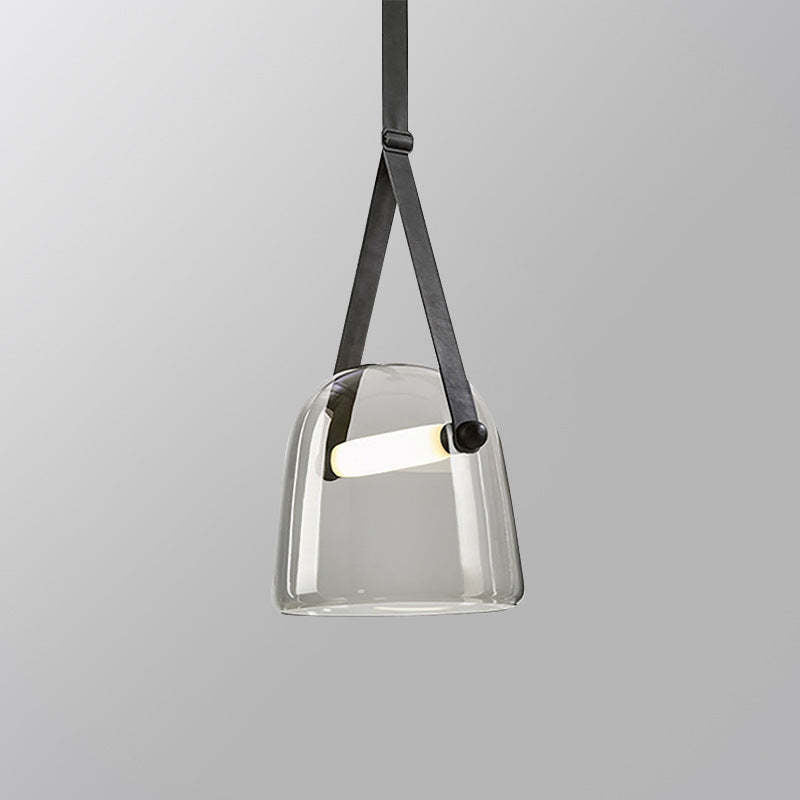 Nebitir Modern Nordic Leather/Glass Pendant Light, Grey/White