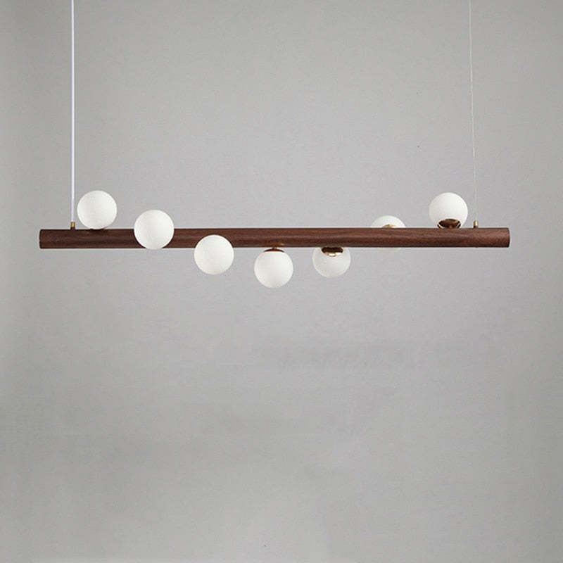 Taribid Glass Bubble Pendant Light Wood/Walnut