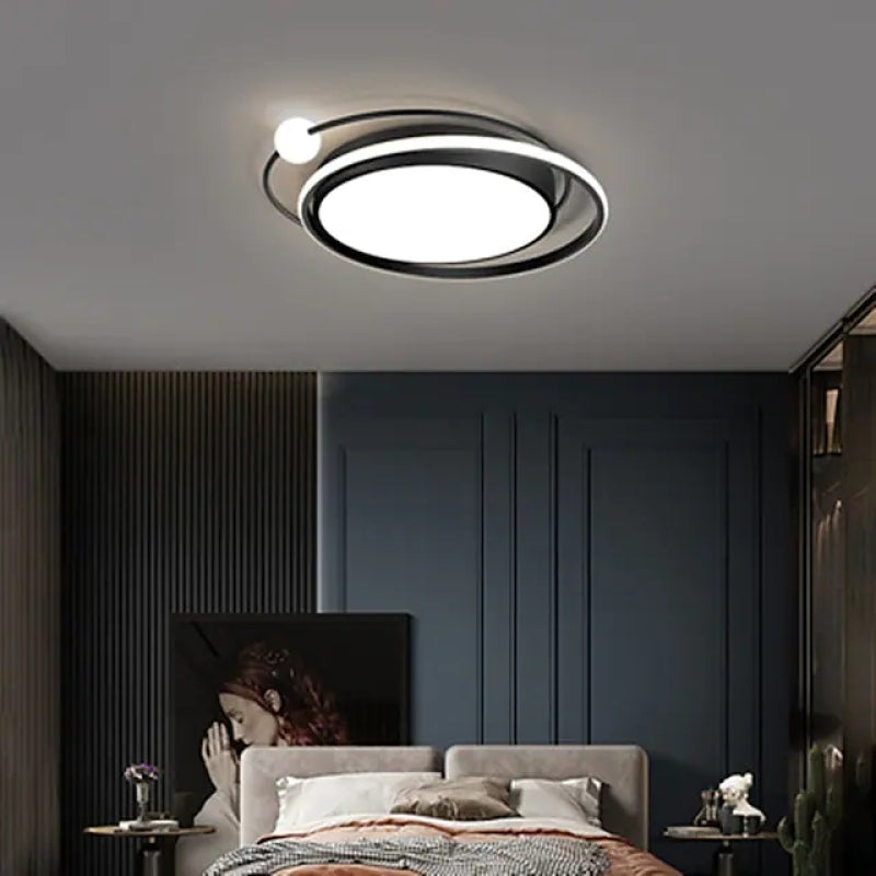 Sigunol Modern Multi Orbit Flush Mount Ceiling Light, Black/Gold