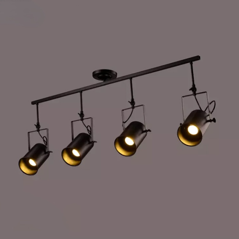 Tudelir Vintage Adjustable Semi-Flush Mount Ceiling Light, Black