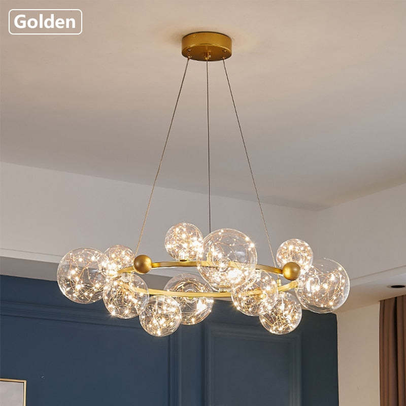 Husotim Art Deco Luminous Sphere Cluster Glass Pendant Light