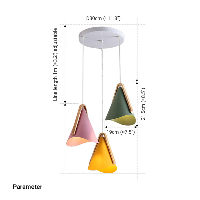 Jegogas Modern Cone Pendant Light, Wood/Metal