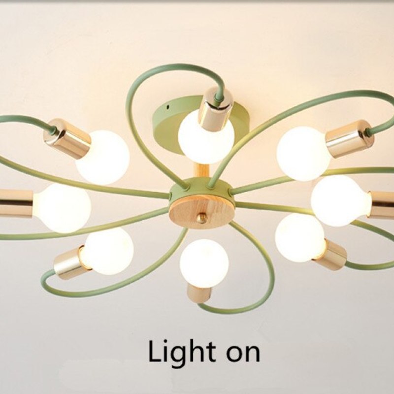Vusumak Elegant Metal/Glass Flush Mount Ceiling Light, Grey/Green