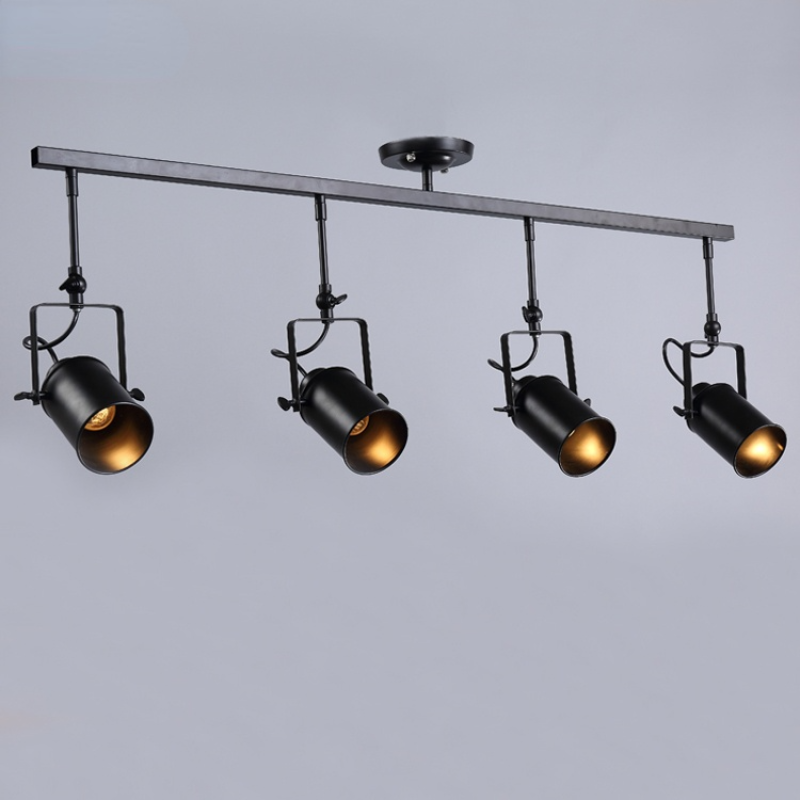 Tudelir Vintage Adjustable Semi-Flush Mount Ceiling Light, Black