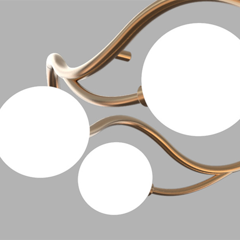 Boraser Modern Designe Wave Metal/Glass Pendant Light, White/Gold