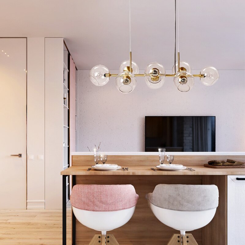 Copates Modern Glass Globe Bubble Pendant Light Black/Gold