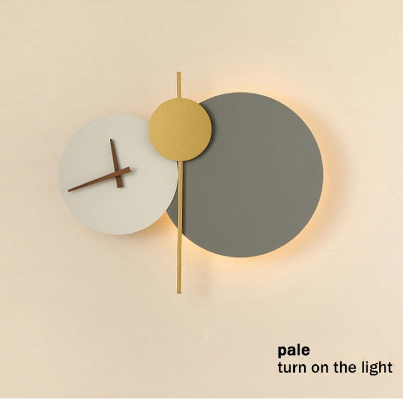 Labovak Modern Clock Metal Painted Wall Light LED Light Bedroom