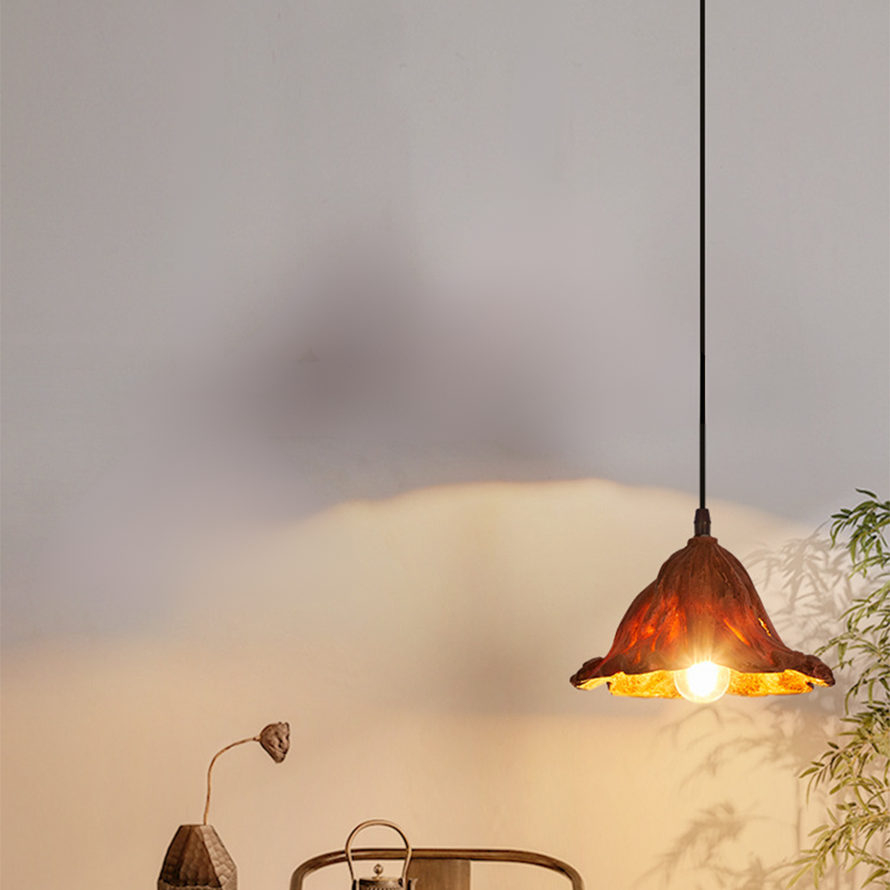 Colivedi Art Lotus Leaf LED Pendant Light Resin Dining Room