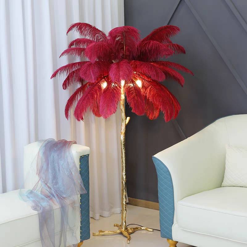 Salenor Nordic Luxury Unique Ostrich Feather Floor Lamp/Table Lamp-Relic Pieces