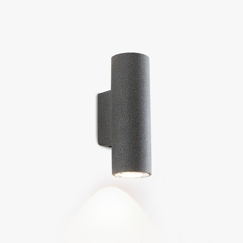 Tarumon Minimalist Cylindrical Double-headed Cement Outdoor Wall Lamp, Black/White