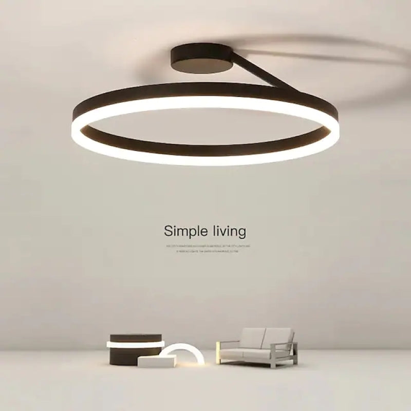 Solinor Modern Circle Flush Mount Ceiling Light, Black & White-Relic Pieces