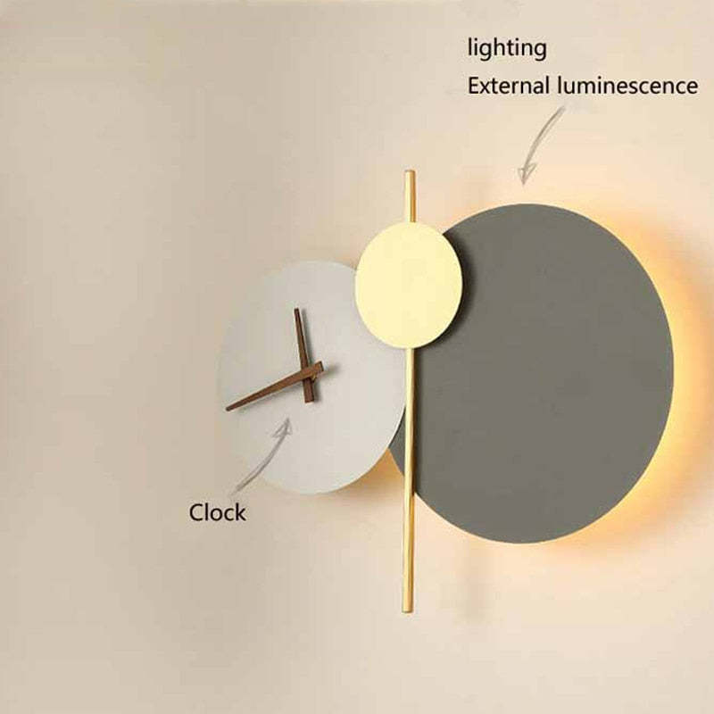 Labovak Modern Clock Metal Painted Wall Light LED Light Bedroom