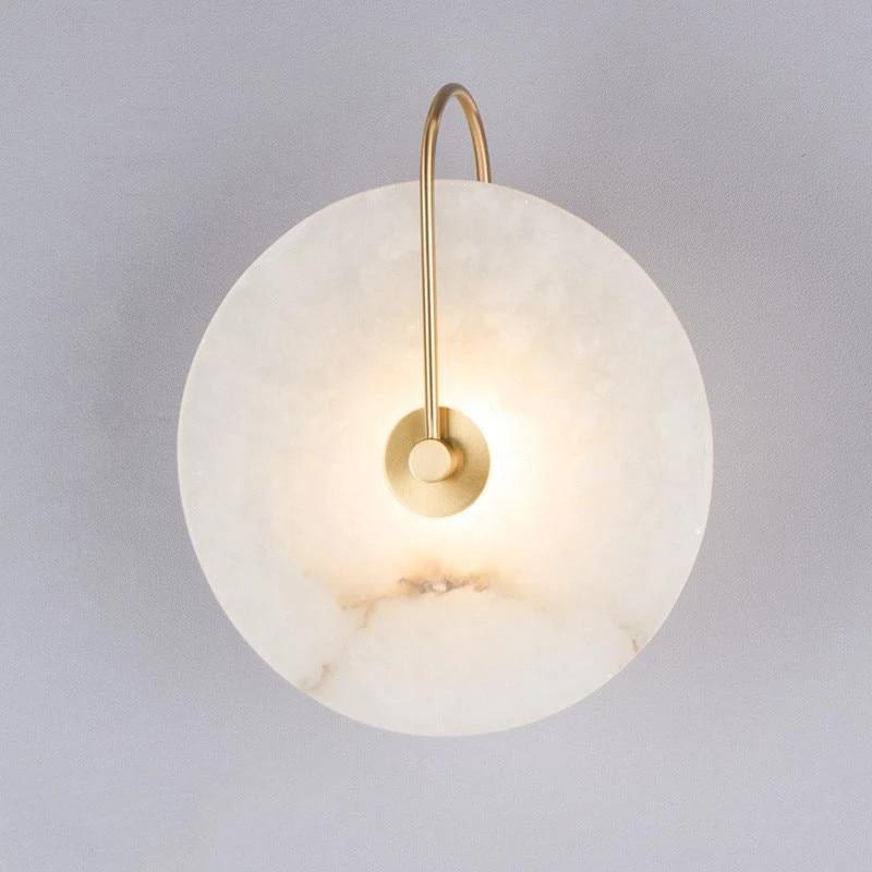 Simidal Round Bedside Wall Light, Artificial Marble, Gold & Black